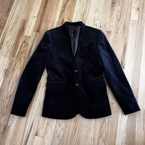 J Crew Crewcuts Ludlow Blazer Youth Boys 16 Black Velvet‎ Sport Coat Suit Jacket
